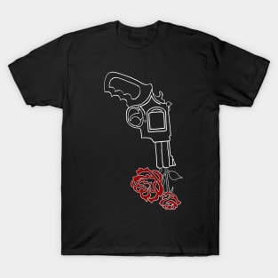 Upside Down Gun with Rose T-Shirt